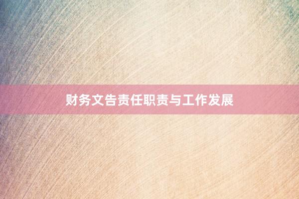 财务文告责任职责与工作发展