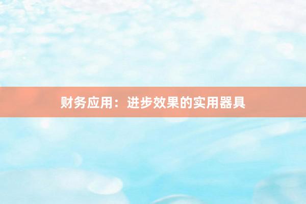 财务应用：进步效果的实用器具